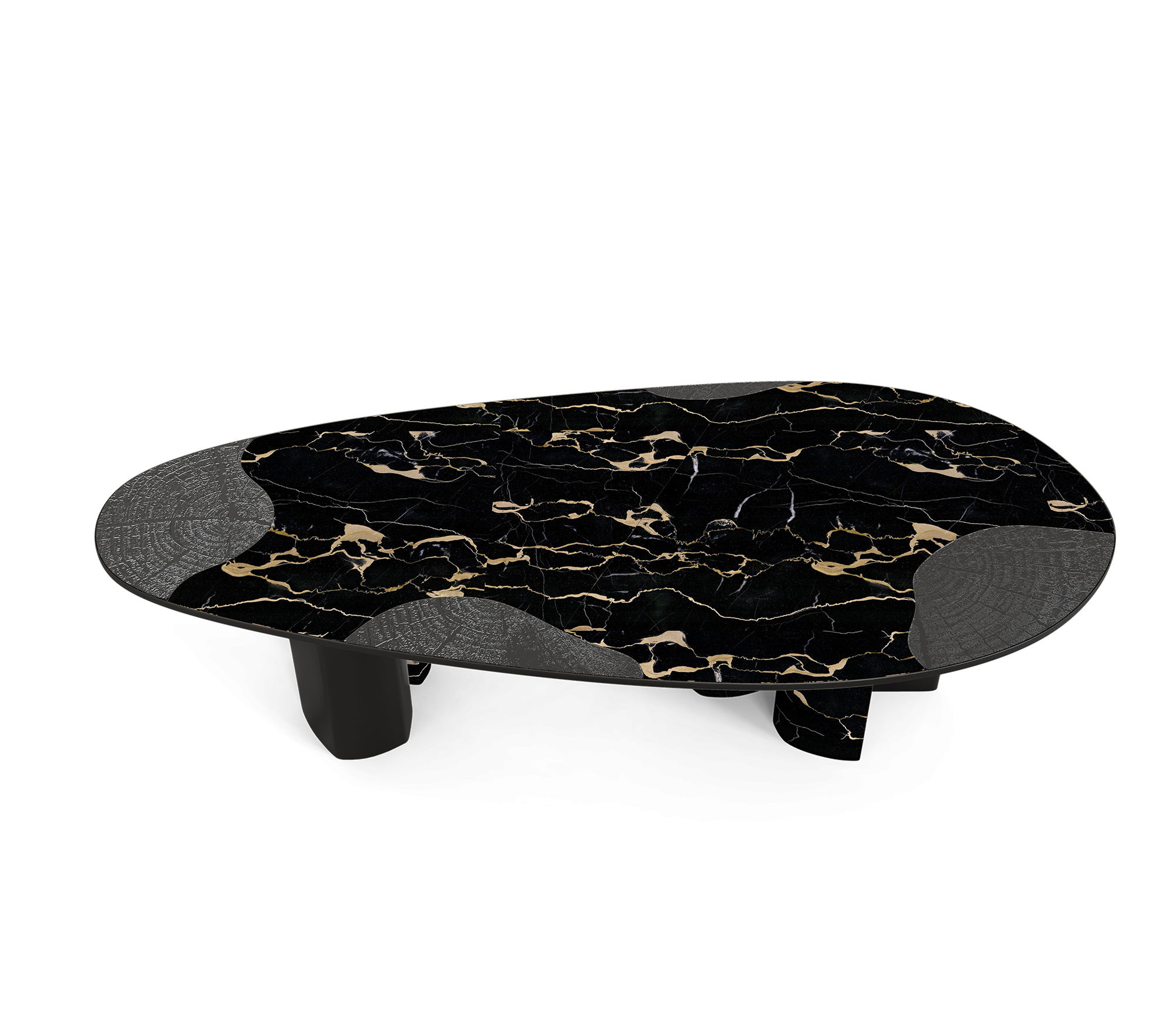 Ophelia Oval Carrara Marble and Gold Dining Table