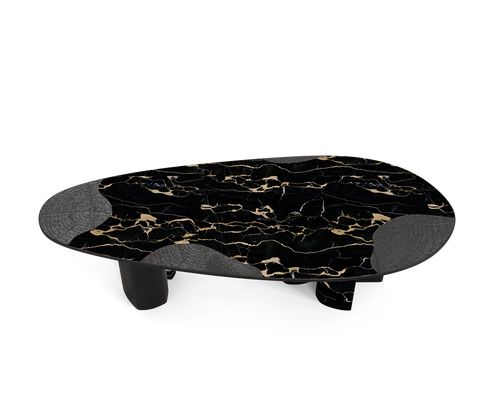 Ophelia Oval Carrara Marble and Gold Dining Table