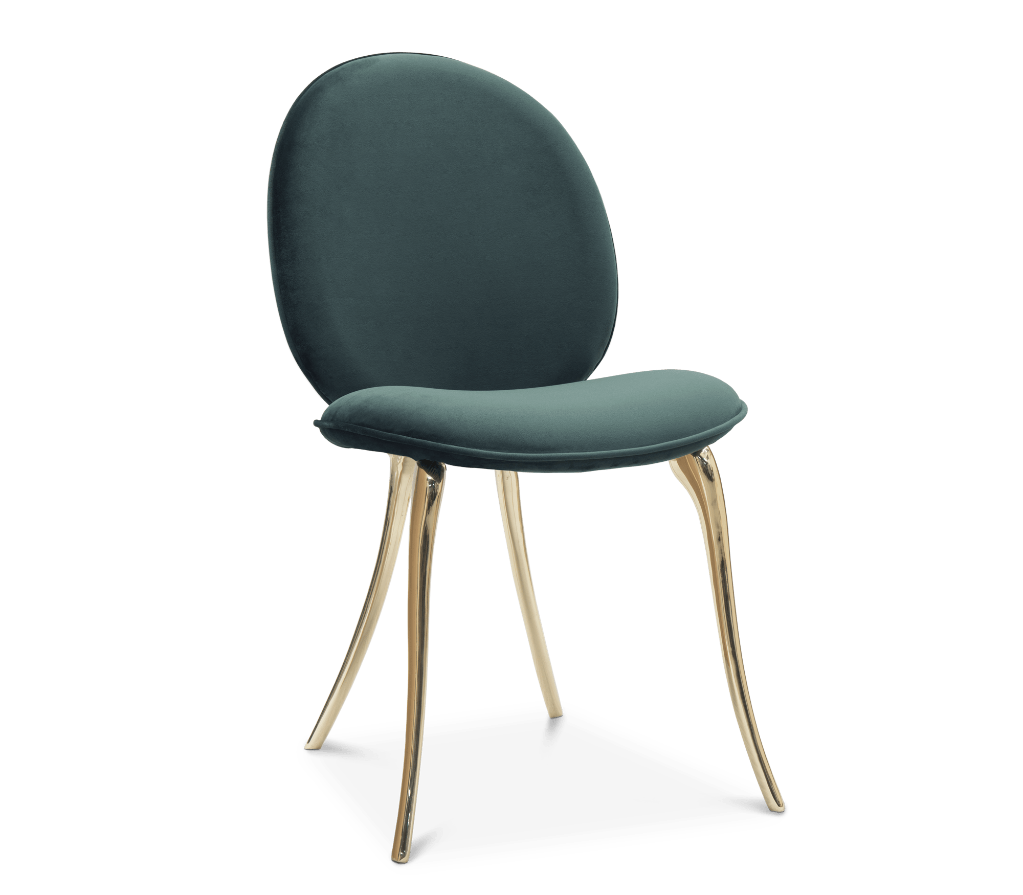 Soleil Curved Brass Modern Dining Chair