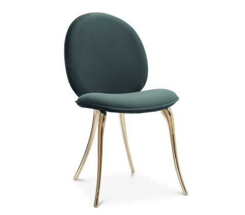Soleil Curved Brass Modern Dining Chair