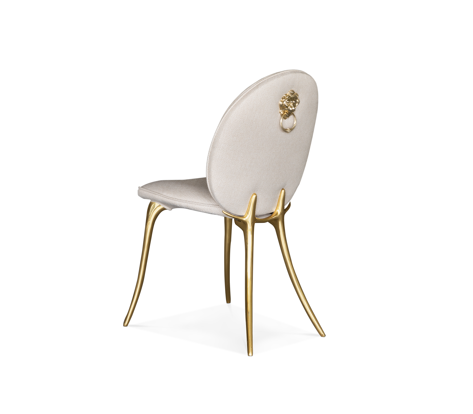 Soleil Curved Brass Modern Dining Chair