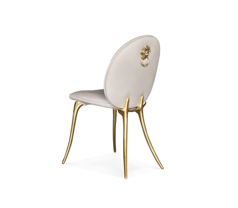 Soleil Curved Brass Modern Dining Chair