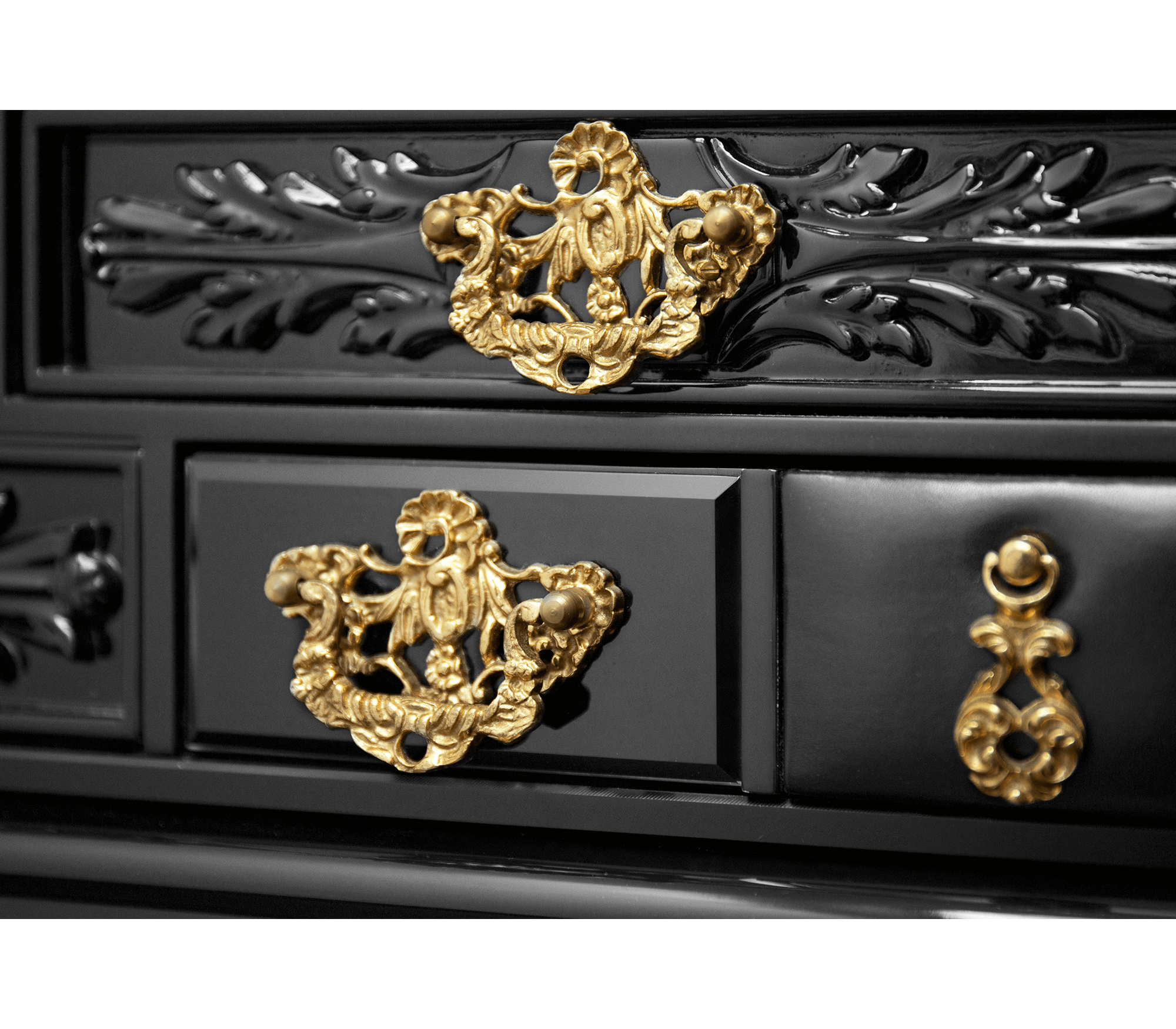 York Right Baroque High Gloss Black Nightstand