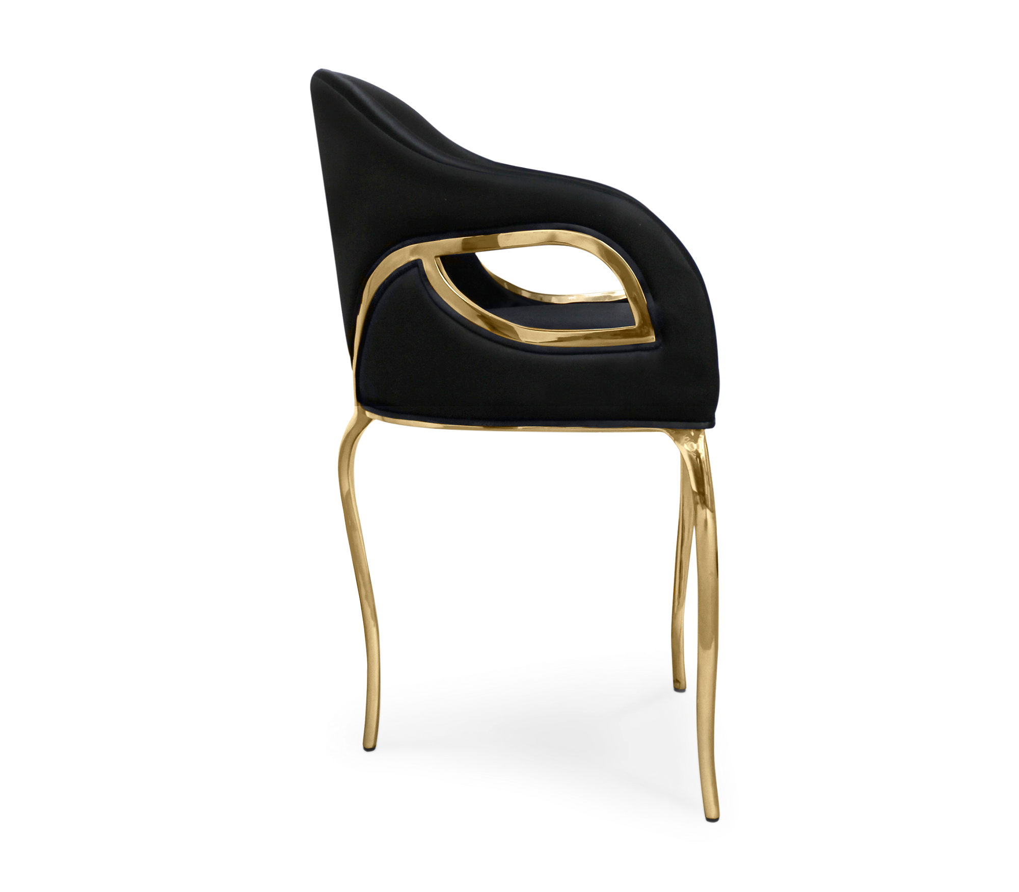 Chandra Cutout Polished Brass Velvet Dining Chair