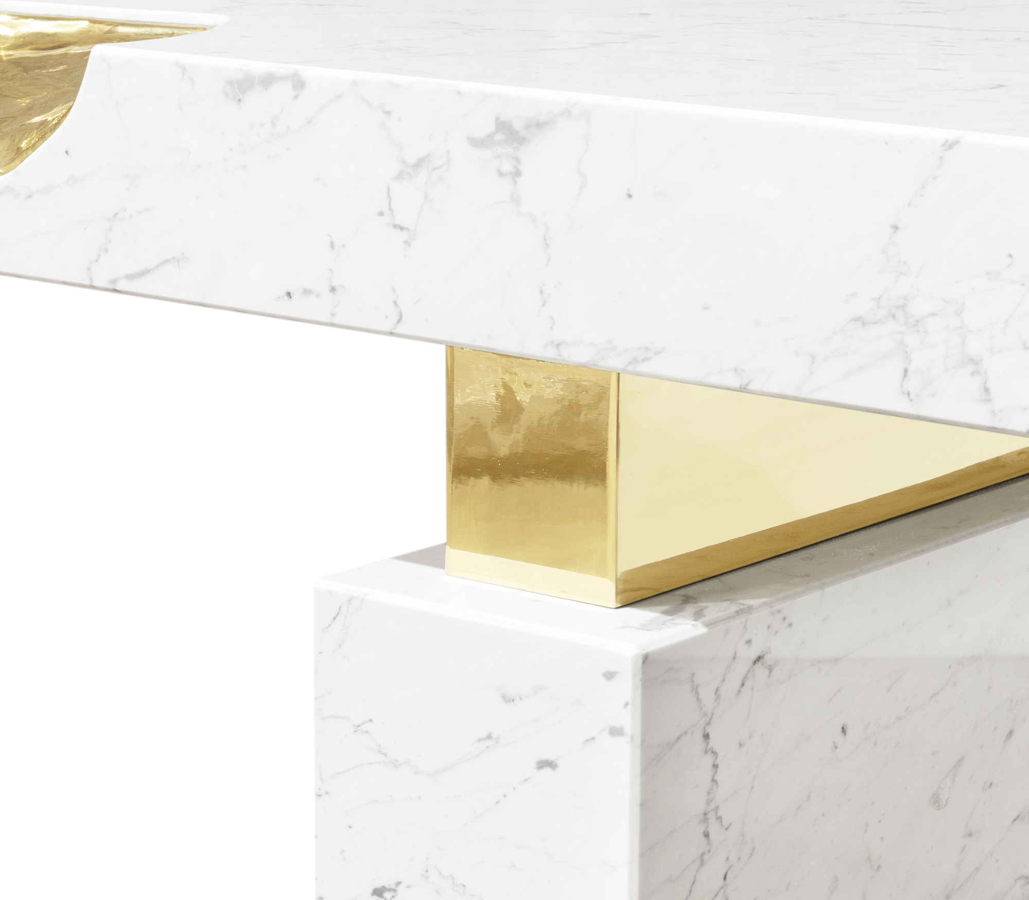 Empire Cracked Brass Inlay Marble Desk