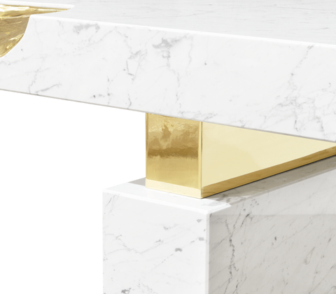 Empire Cracked Brass Inlay Marble Desk
