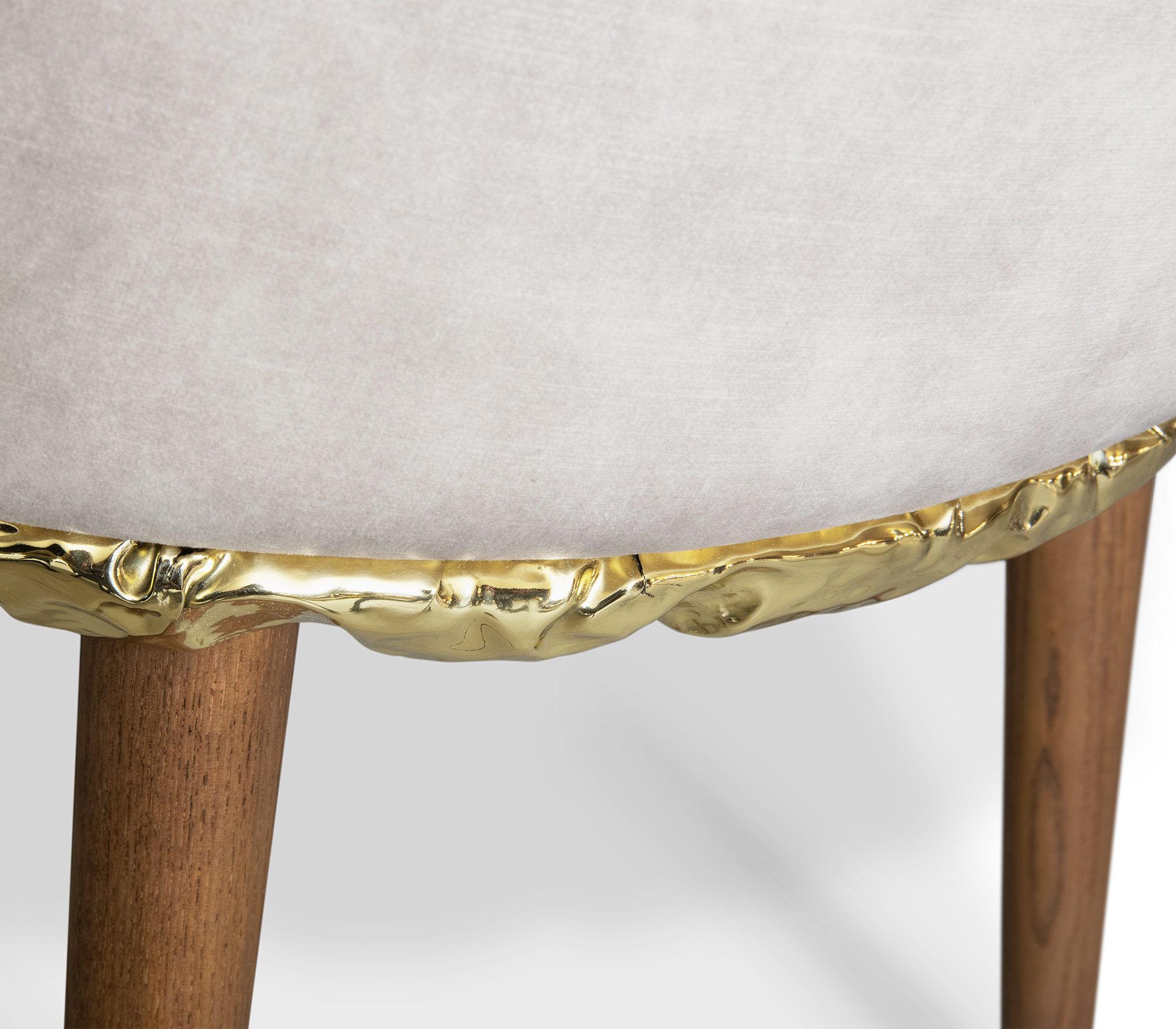 Imperfectio Hammered Brass Textured Velvet Dining Chair