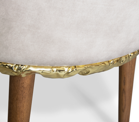 Imperfectio Hammered Brass Textured Velvet Dining Chair