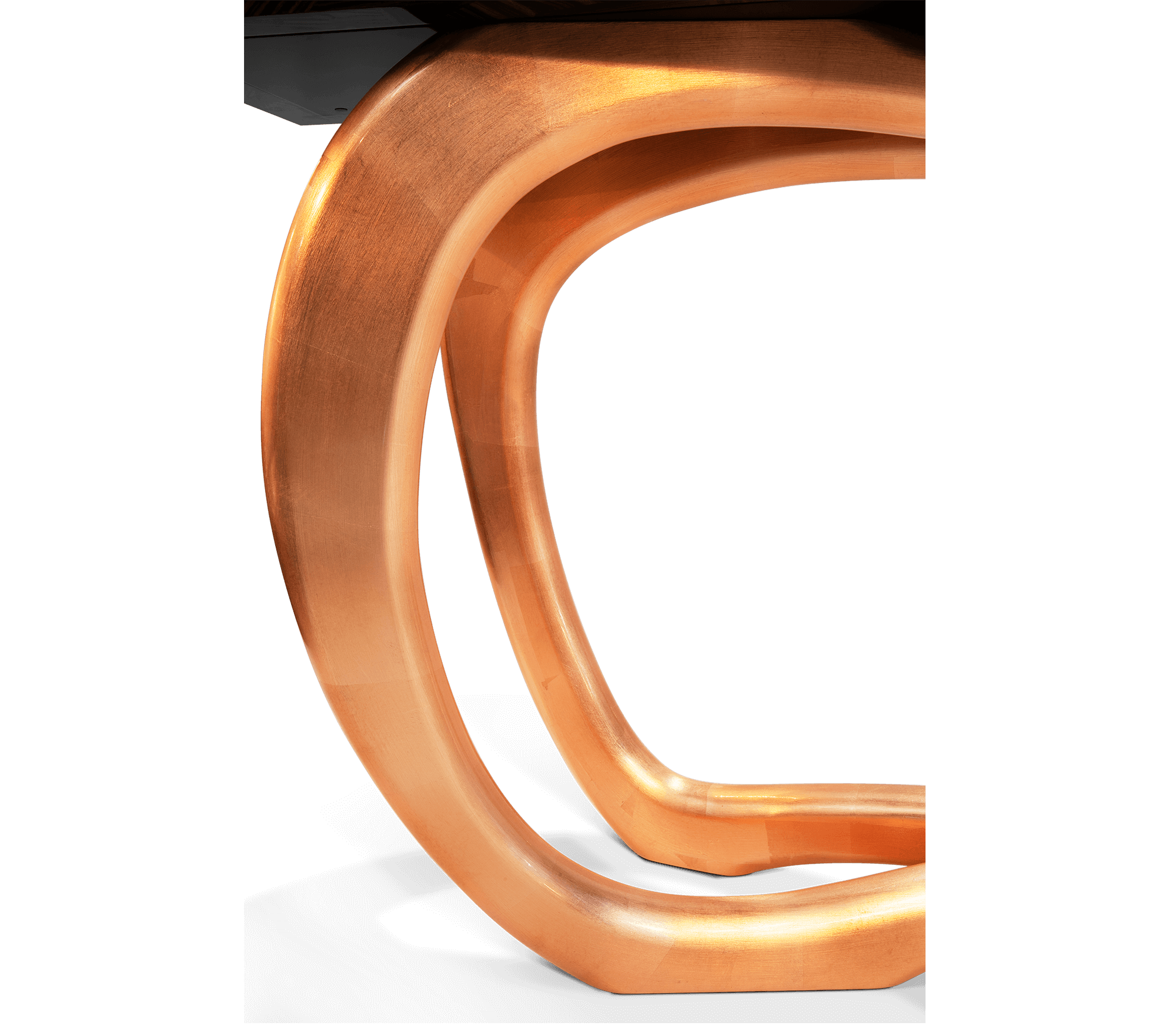 Infinity Consoles Curved Copper Leaf Entryways Cabinet Table