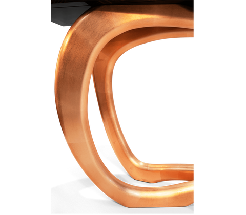 Infinity Consoles Curved Copper Leaf Entryways Cabinet Table
