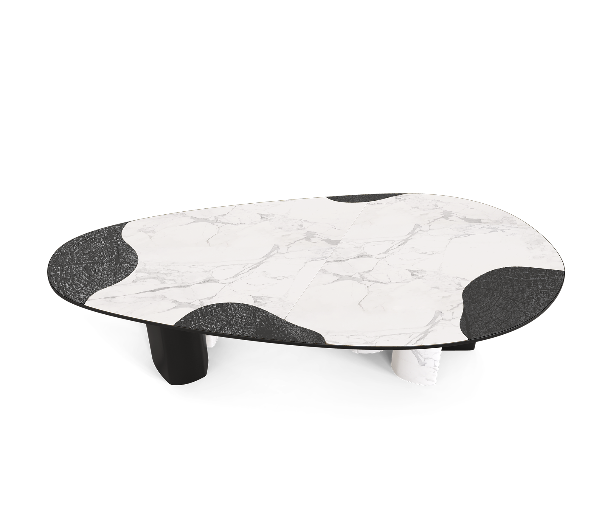 Ophelia Oval Carrara Marble and Gold Dining Table