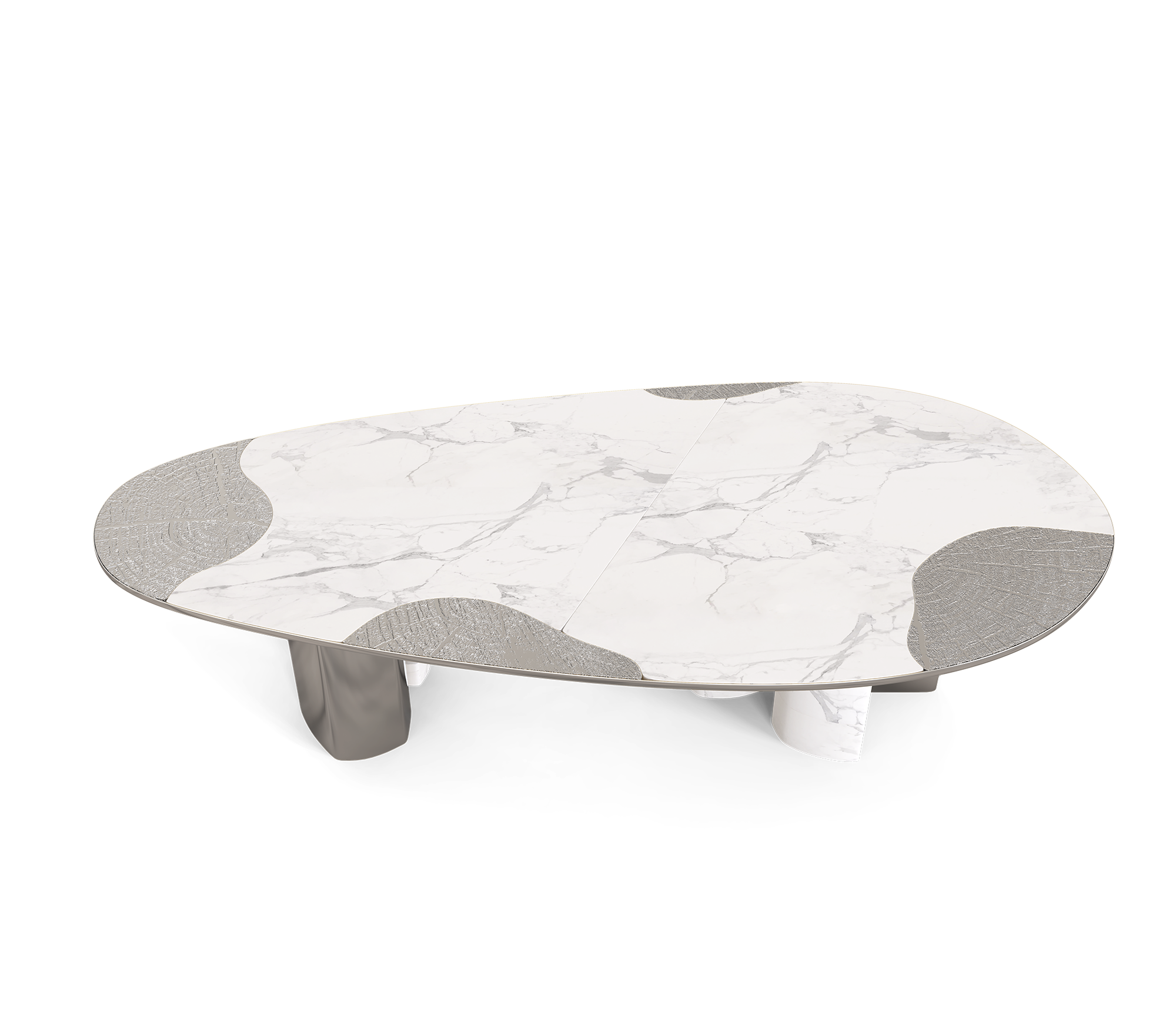 Ophelia Oval Carrara Marble and Gold Dining Table