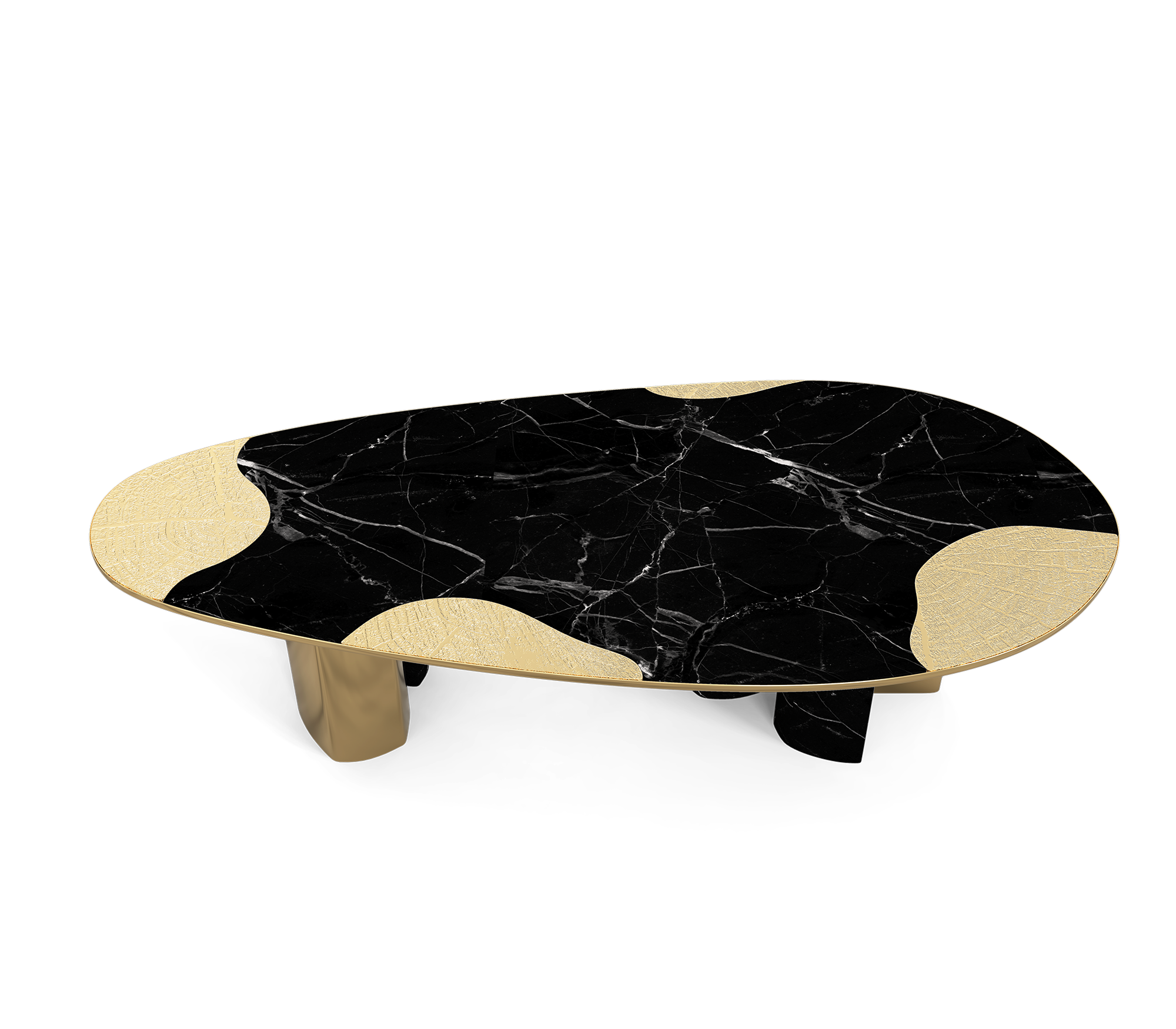 Ophelia Oval Carrara Marble and Gold Dining Table