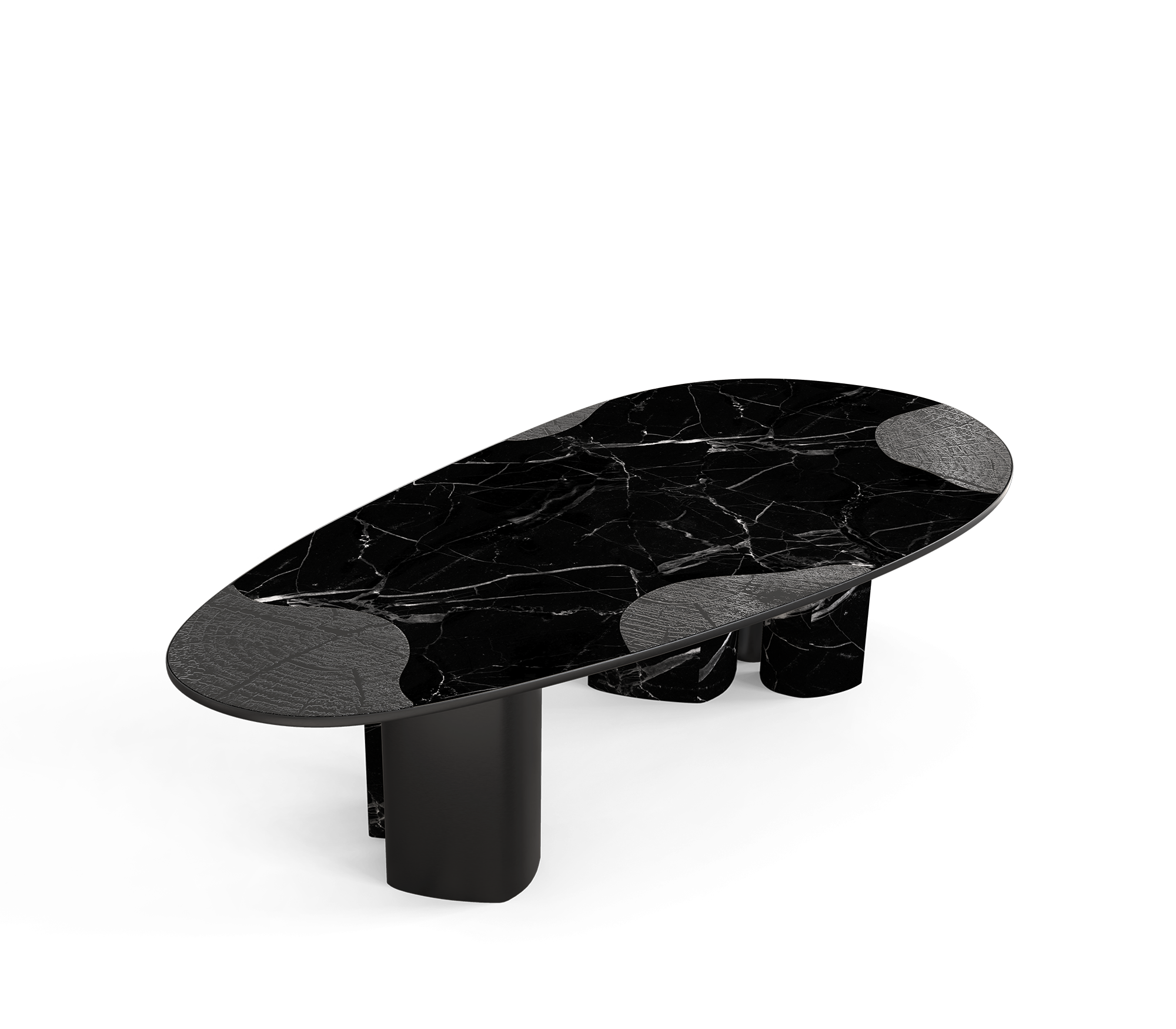 Ophelia Oval Carrara Marble and Gold Dining Table