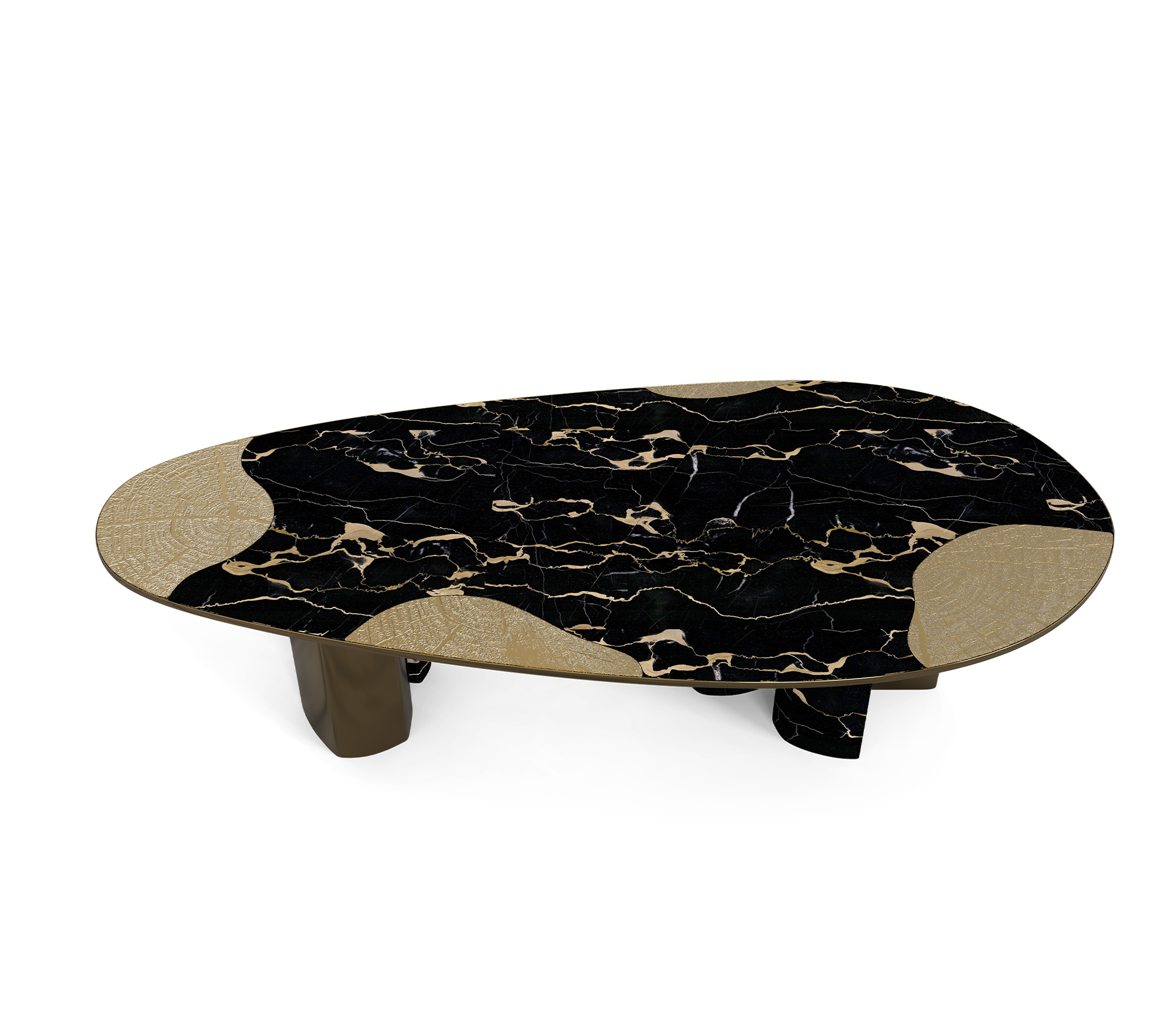 Ophelia Oval Carrara Marble and Gold Dining Table