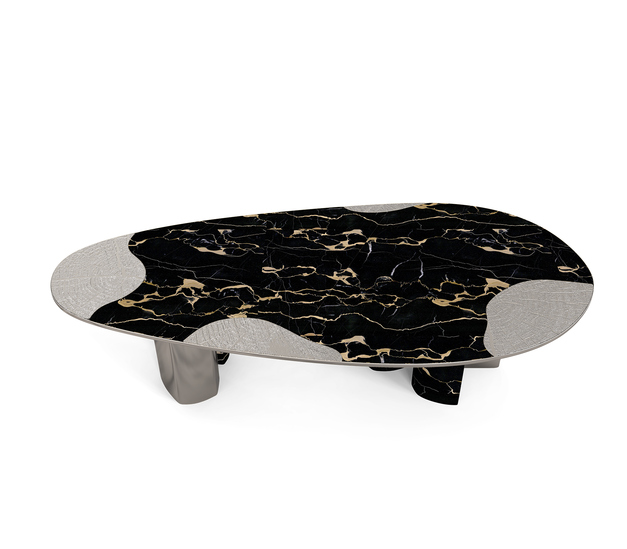 Ophelia Oval Carrara Marble and Gold Dining Table