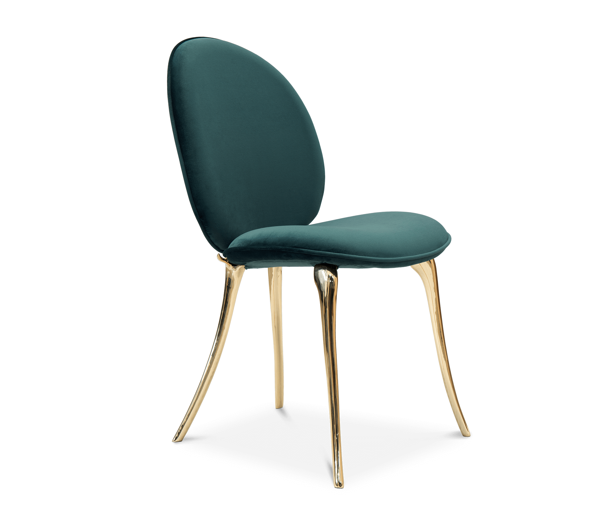 Soleil Curved Brass Modern Dining Chair
