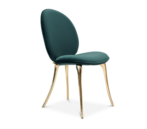 Soleil Curved Brass Modern Dining Chair