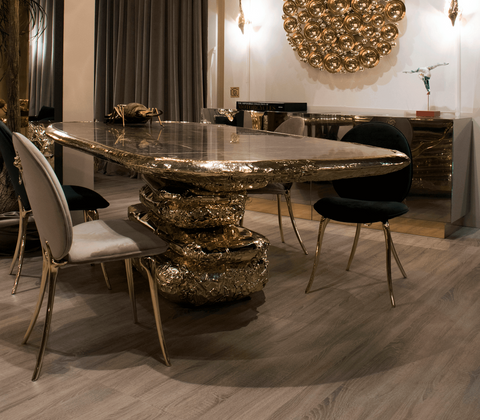 Stonehenge Marble and Brass Dining Table