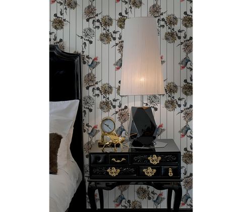 York Right Baroque High Gloss Black Nightstand