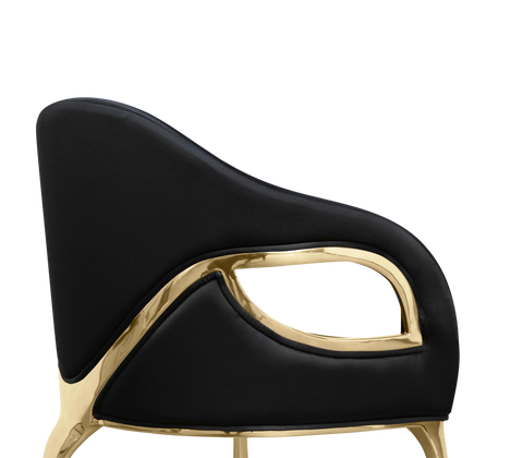 Chandra Cutout Polished Brass Velvet Dining Chair