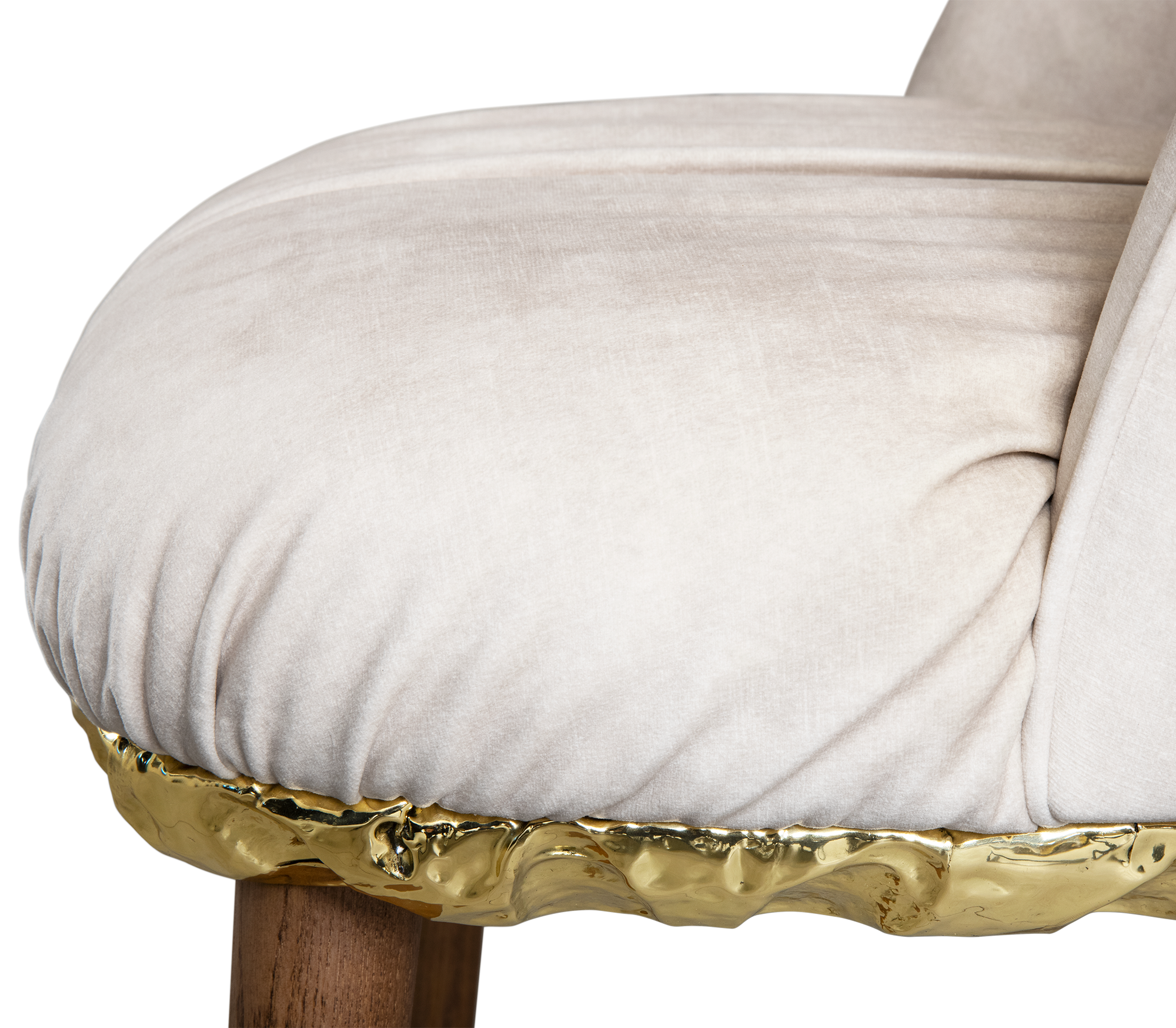Imperfectio Hammered Brass Textured Velvet Dining Chair