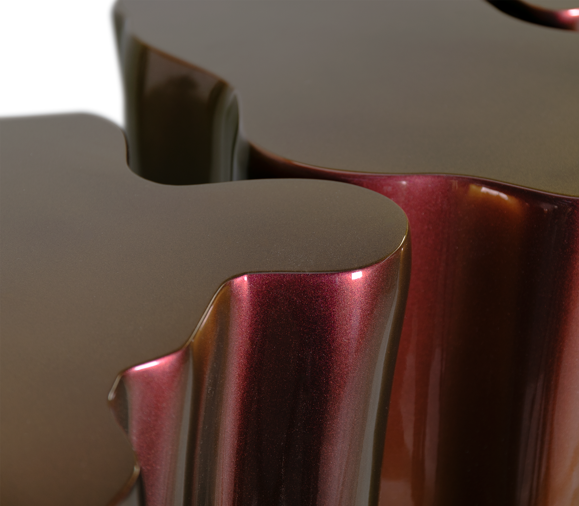 Lacquer Blue Sculptural Form Cabinet