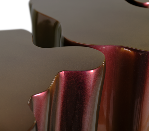 Lacquer Blue Sculptural Form Cabinet