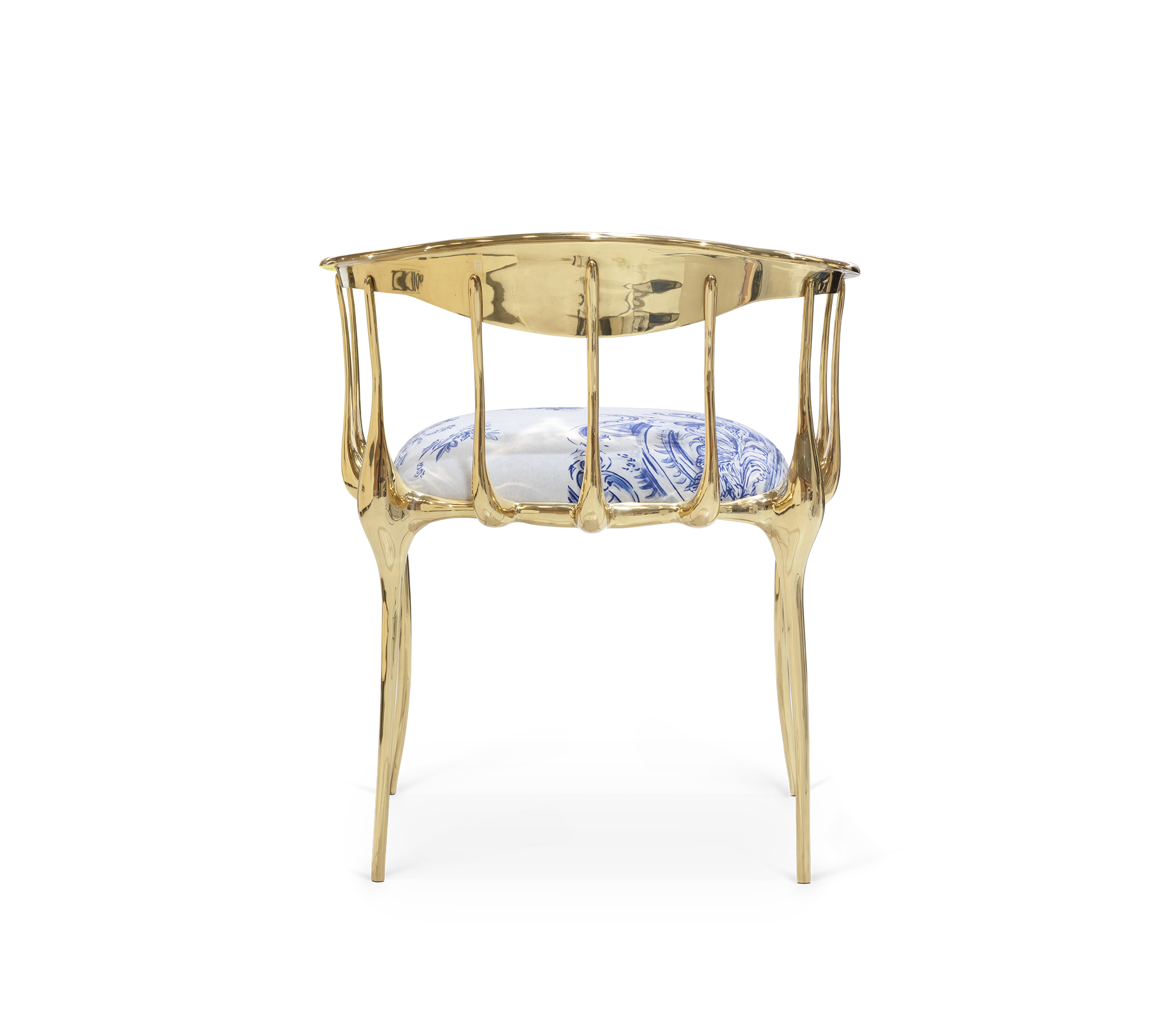No 11 Azulejo Print Polished Brass Heritage Chair