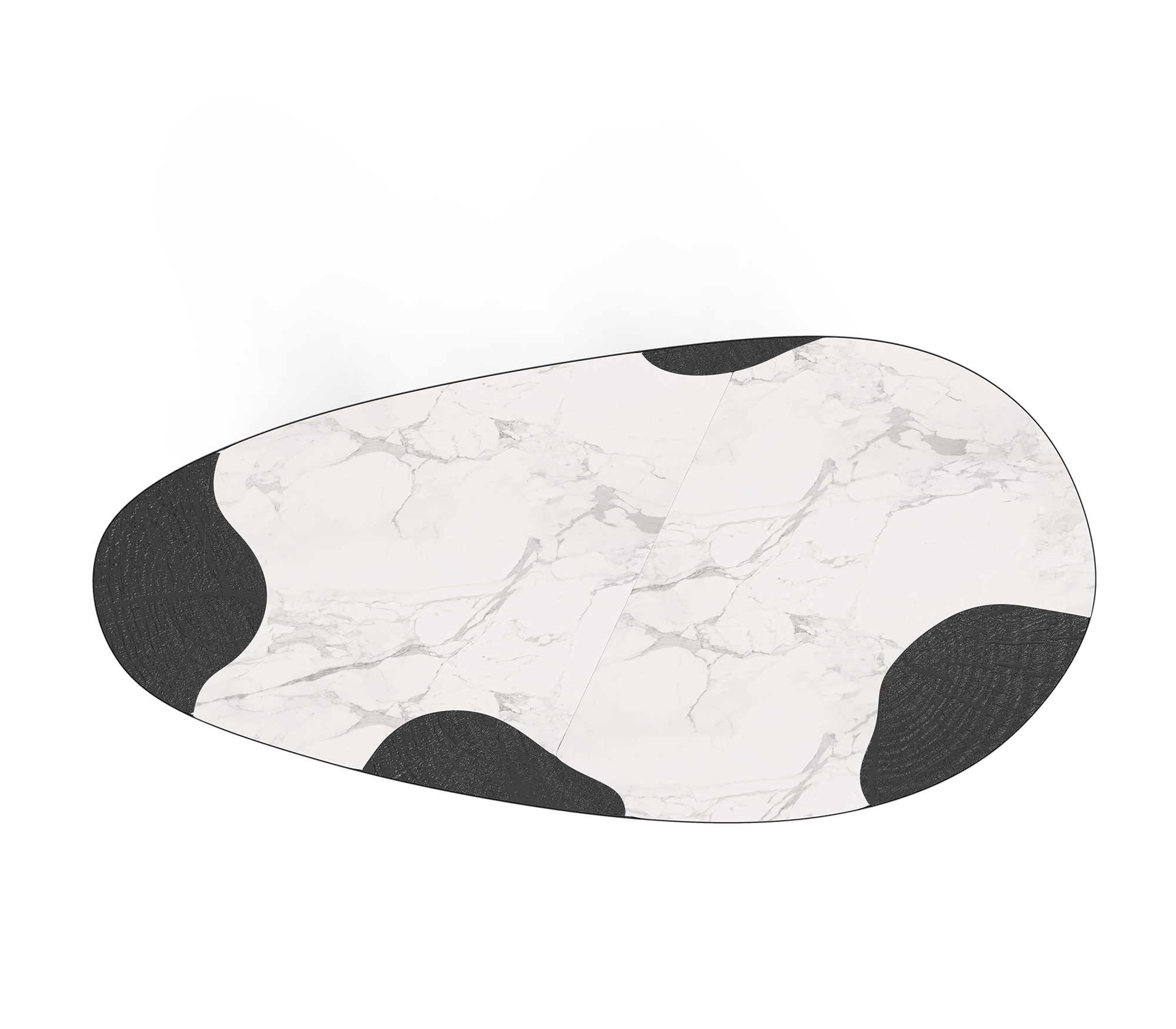 Ophelia Oval Carrara Marble and Gold Dining Table