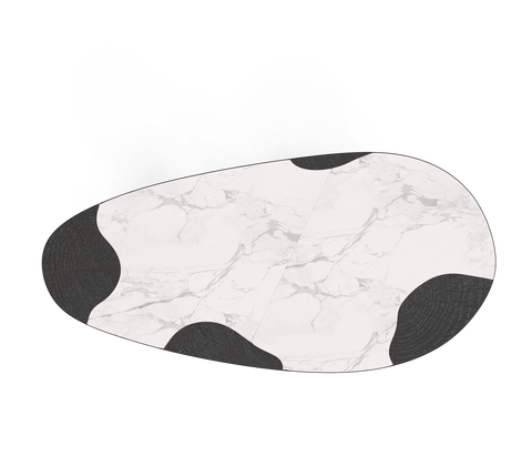 Ophelia Oval Carrara Marble and Gold Dining Table