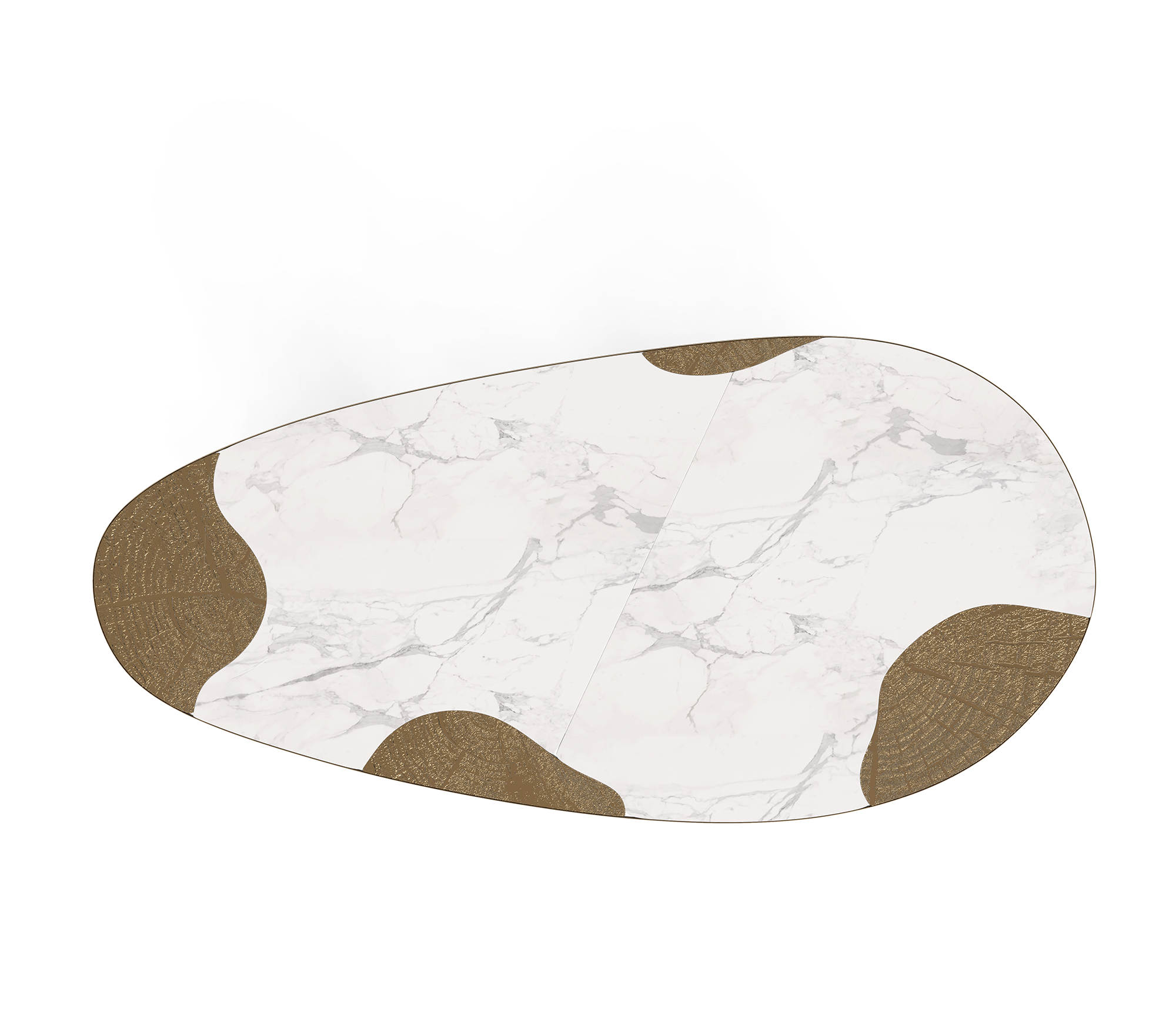 Ophelia Oval Carrara Marble and Gold Dining Table