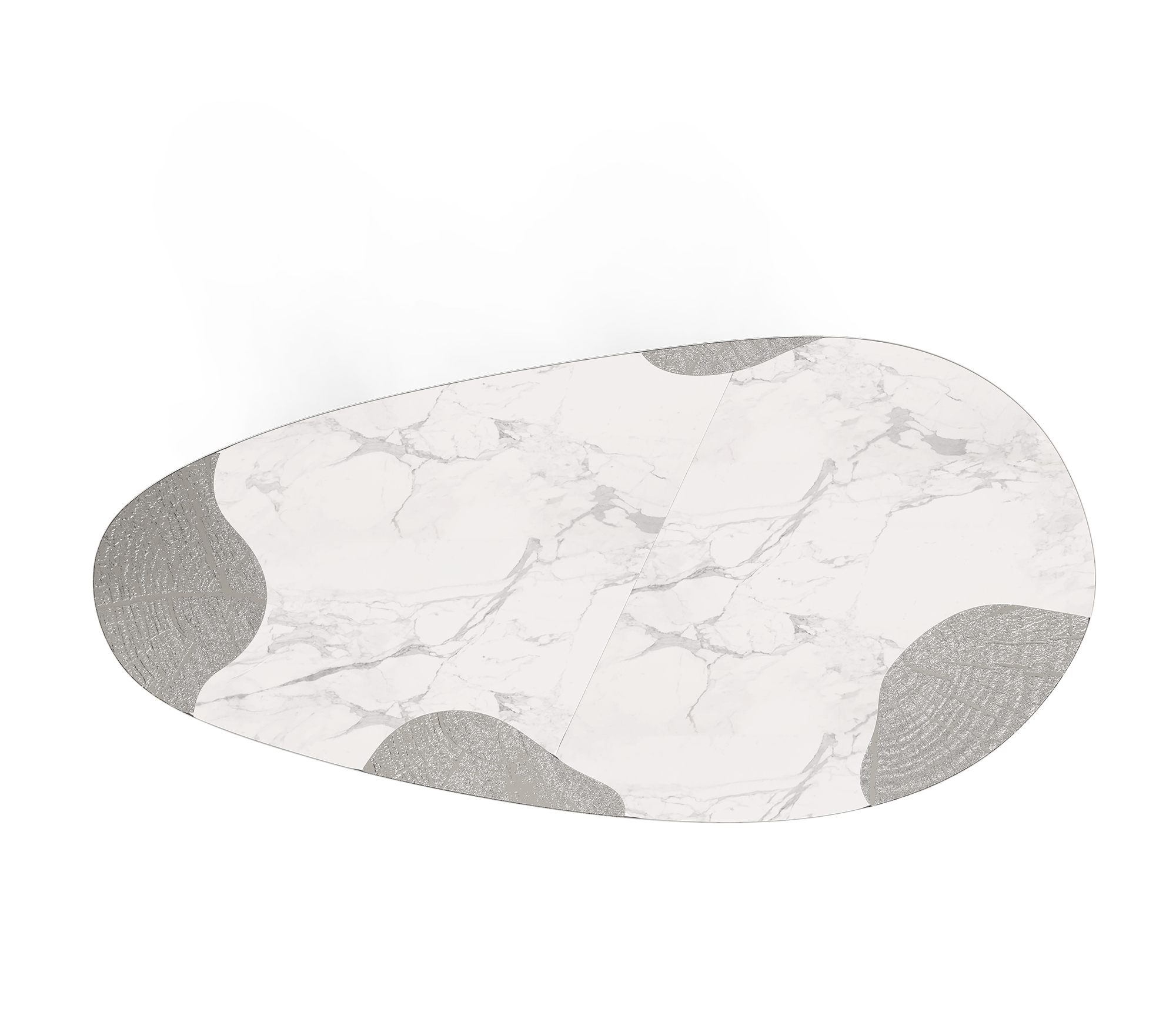 Ophelia Oval Carrara Marble and Gold Dining Table