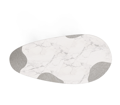 Ophelia Oval Carrara Marble and Gold Dining Table