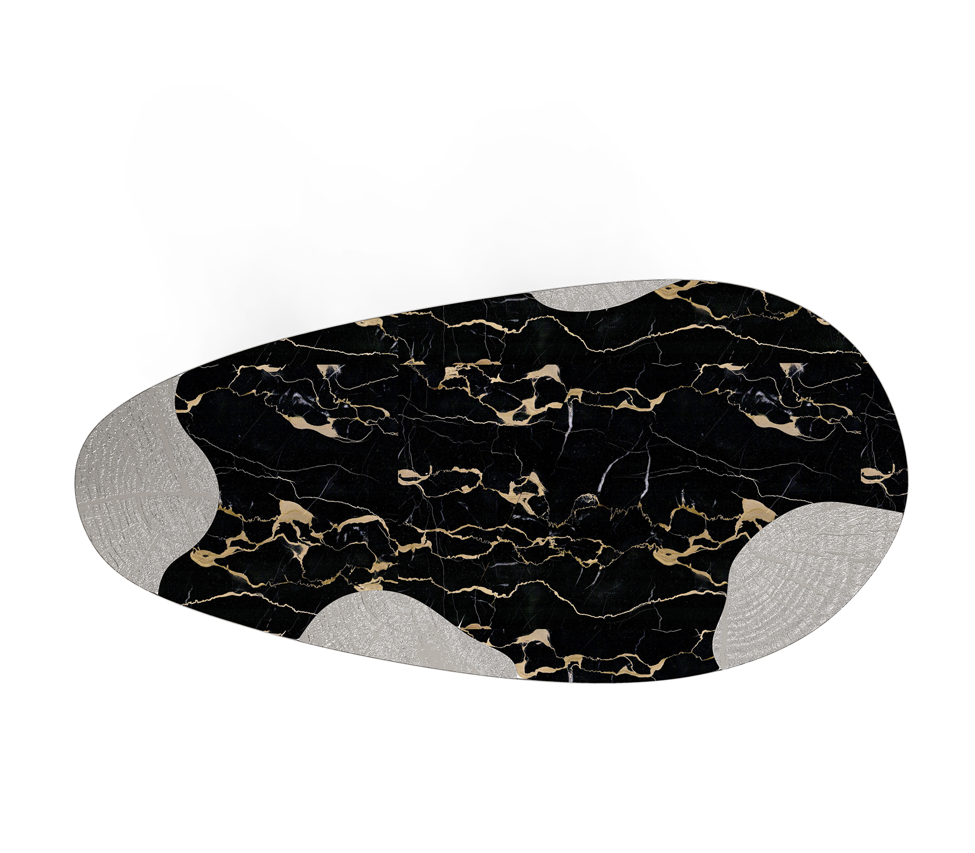 Ophelia Oval Carrara Marble and Gold Dining Table