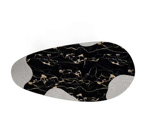 Ophelia Oval Carrara Marble and Gold Dining Table