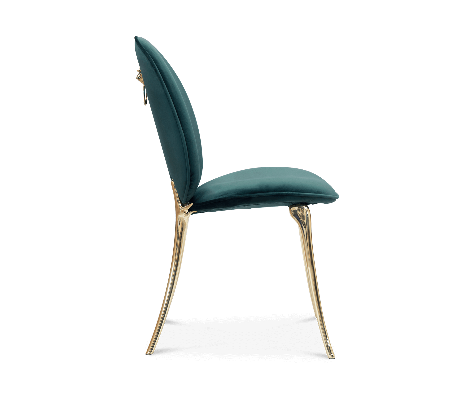 Soleil Curved Brass Modern Dining Chair