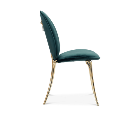 Soleil Curved Brass Modern Dining Chair