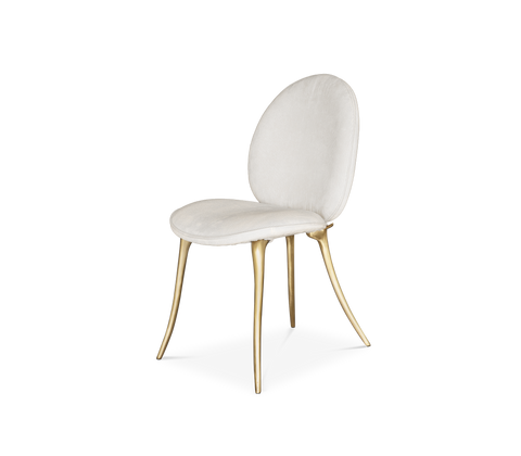 Soleil Curved Brass Modern Dining Chair