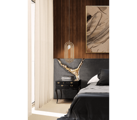 York Right Baroque High Gloss Black Nightstand