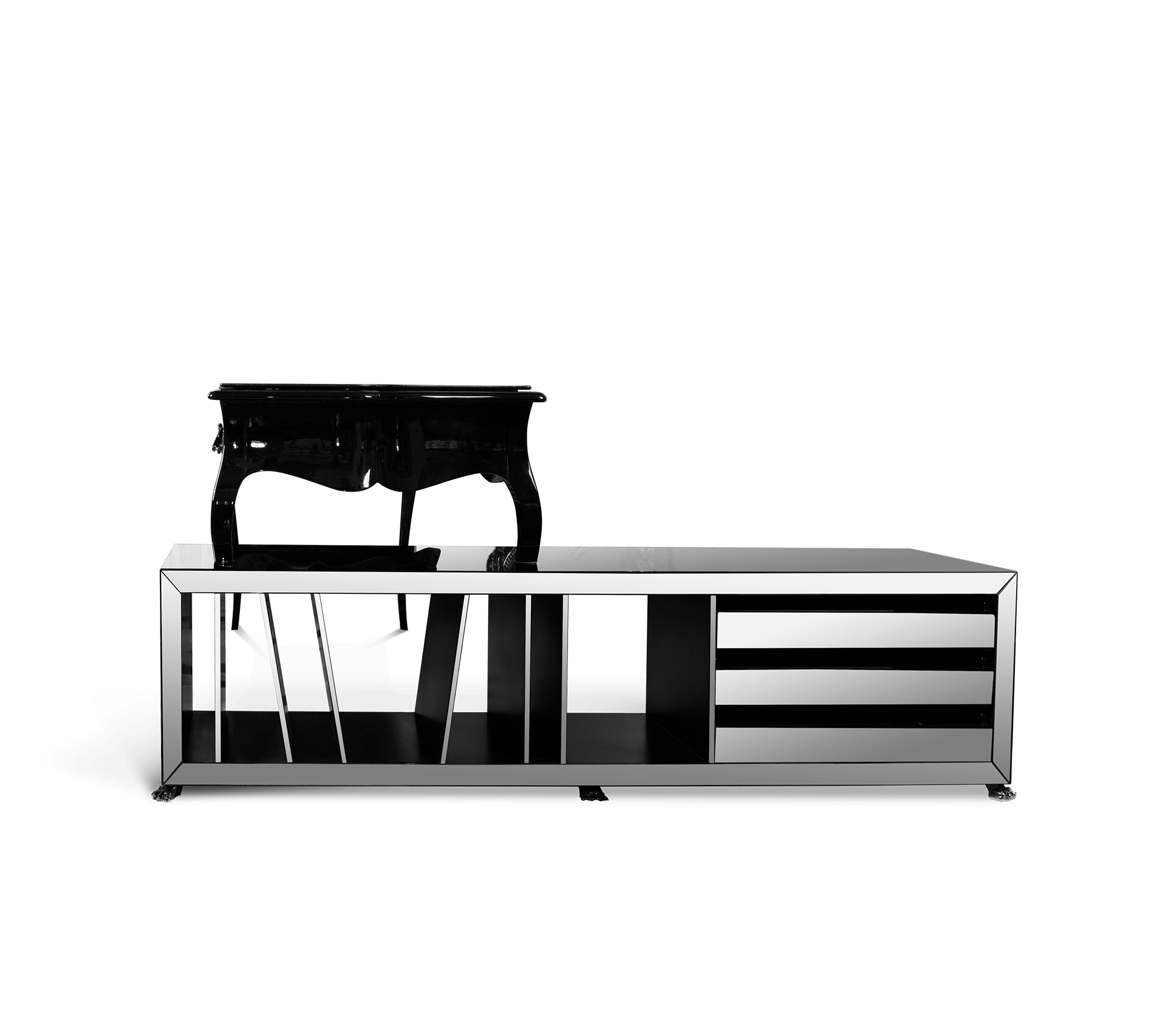 Boulevard Gloss Black Classic Executive Writing Desk