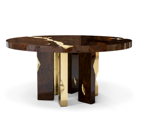 Empire Round Brass Inlay Dining Table