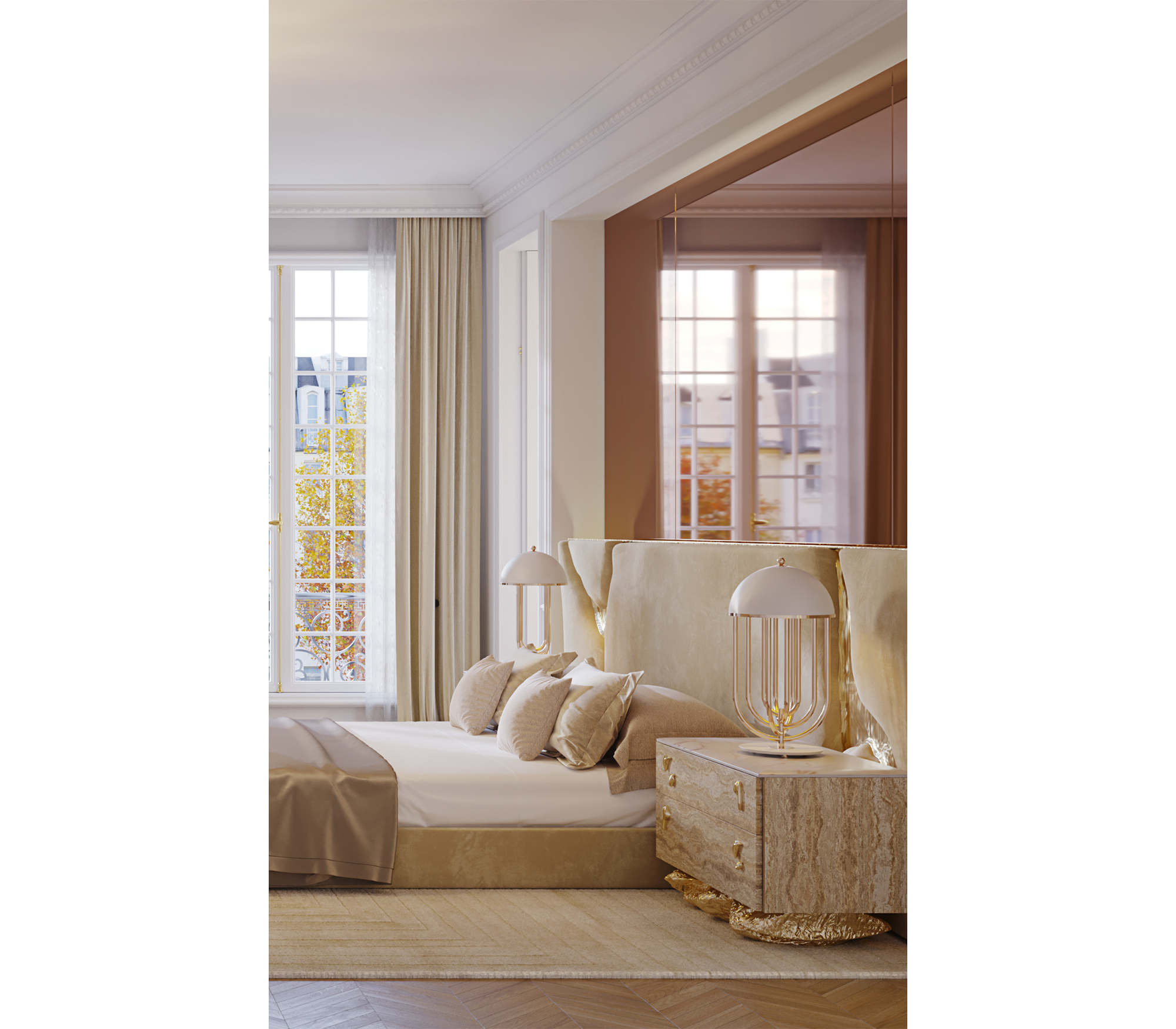 Lapiaz Kintsugi Velvet Polished Gold Headboard