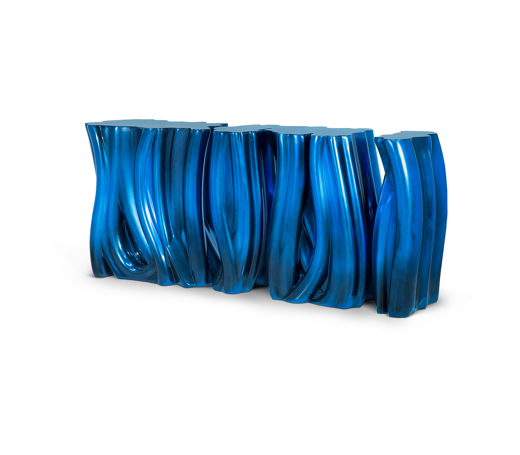 Lacquer Blue Sculptural Form Cabinet