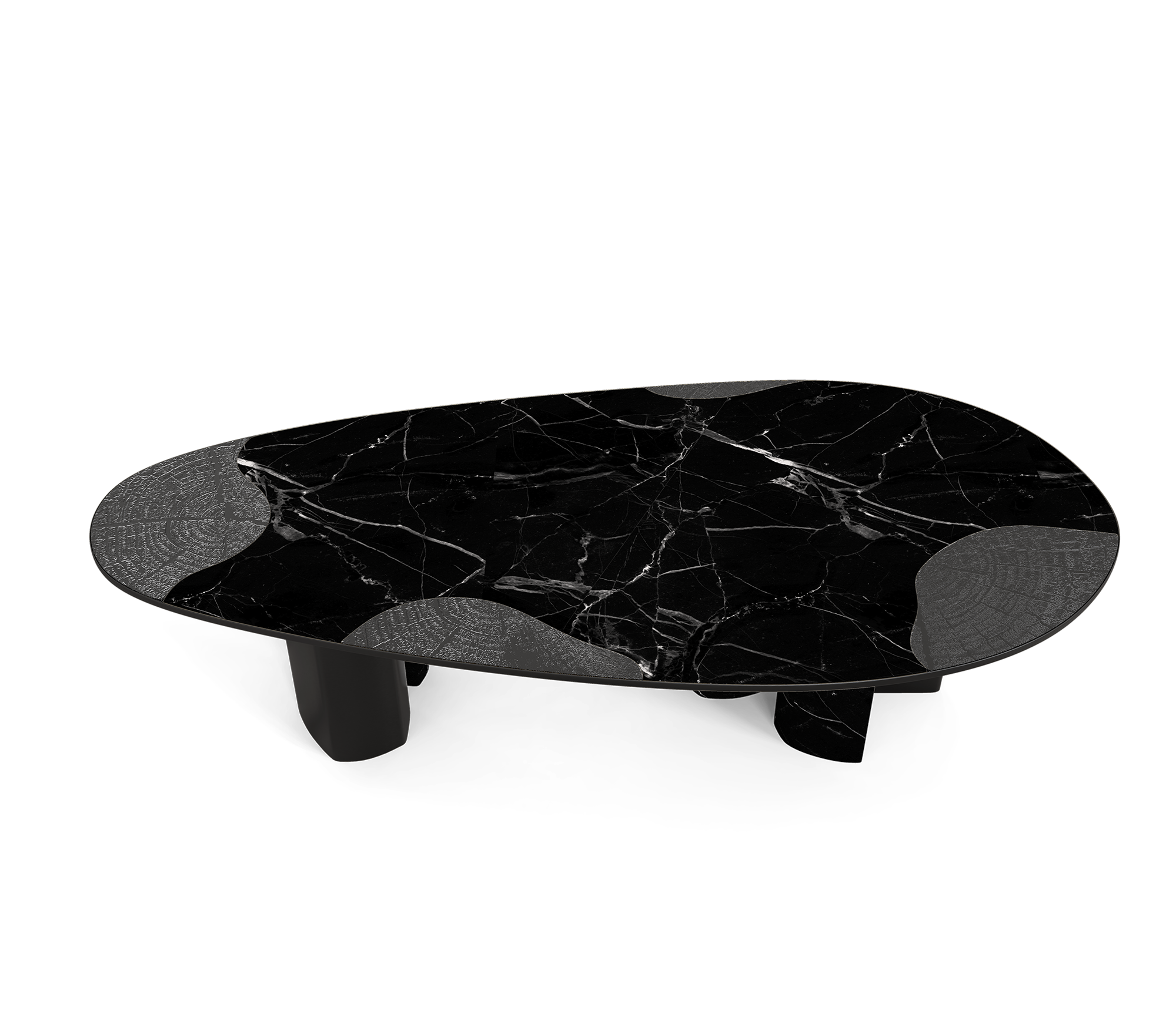 Ophelia Oval Carrara Marble and Gold Dining Table