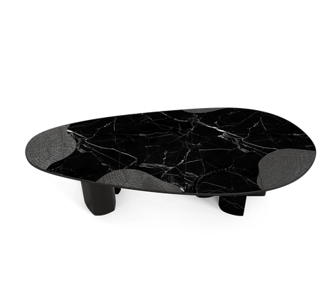 Ophelia Oval Carrara Marble and Gold Dining Table