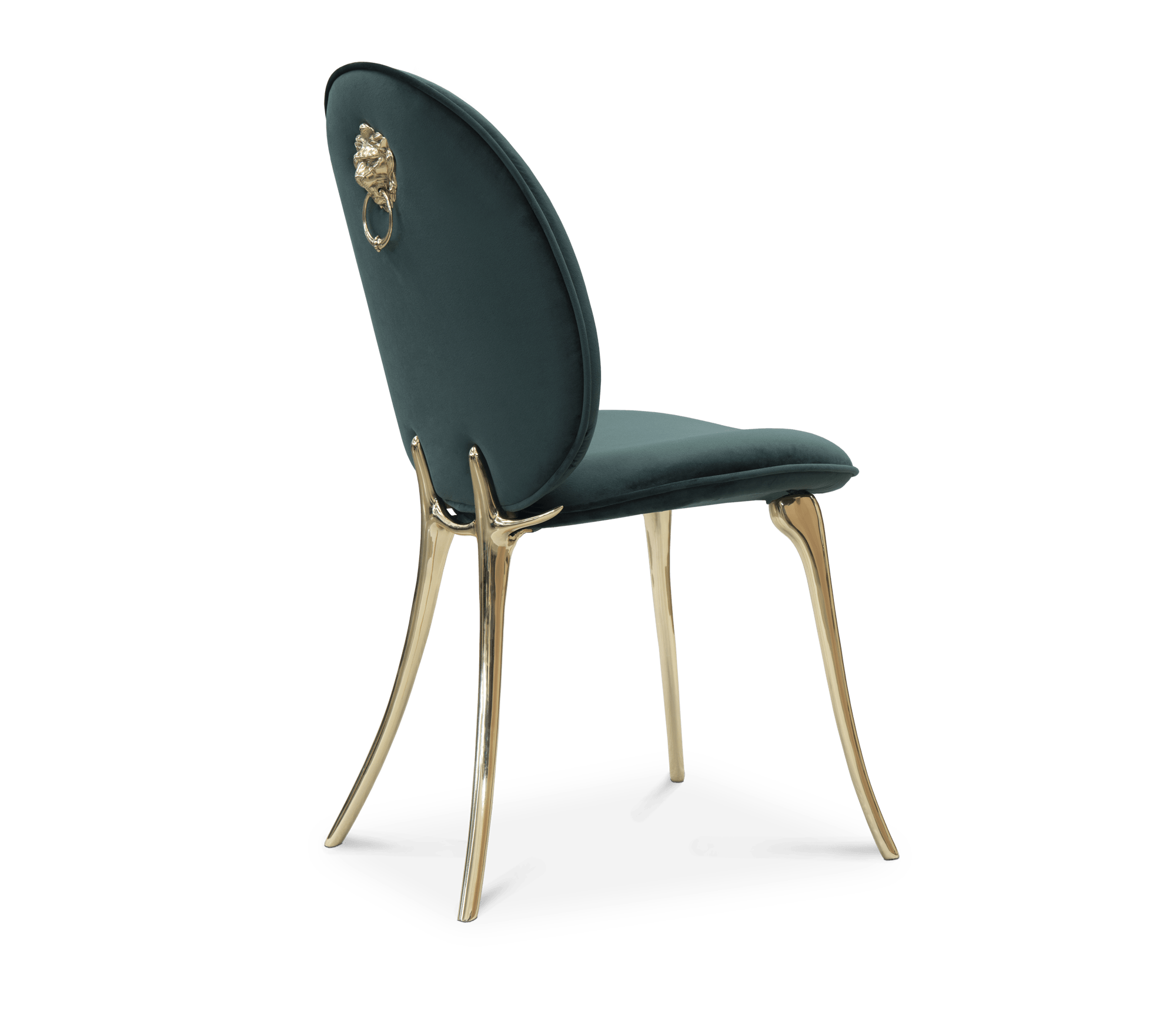Soleil Curved Brass Modern Dining Chair