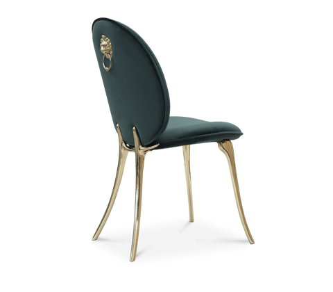 Soleil Curved Brass Modern Dining Chair