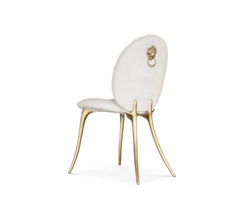 Soleil Curved Brass Modern Dining Chair