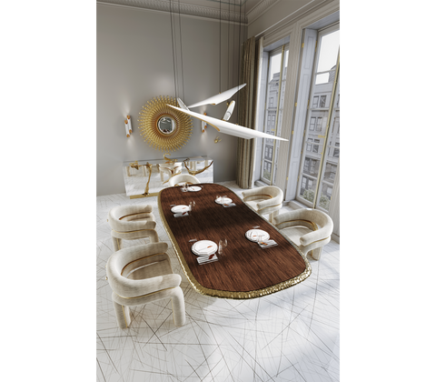 Stonehenge Marble and Brass Dining Table